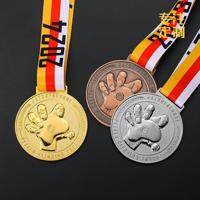 Customized Metal Medals, Finger Embossed Games, Gold, Silver, Copper, Factory