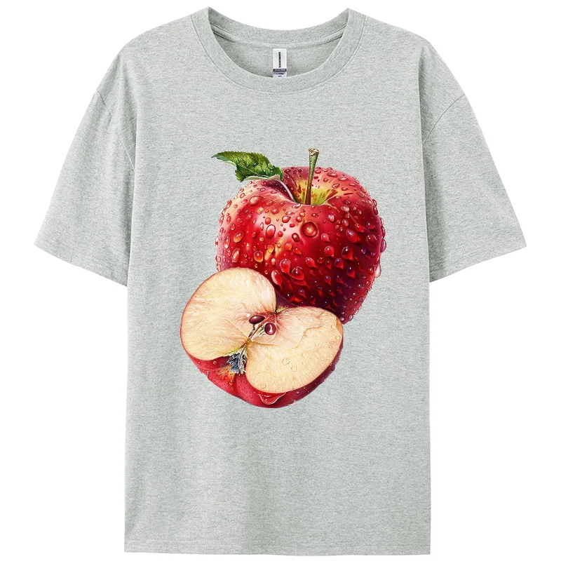 Apple Print ,Y2K T-shirt,Berserk Short T-shirt,Short sleeve,100% cotton,Double-sided,Women,Holiday wear,Foundation wear