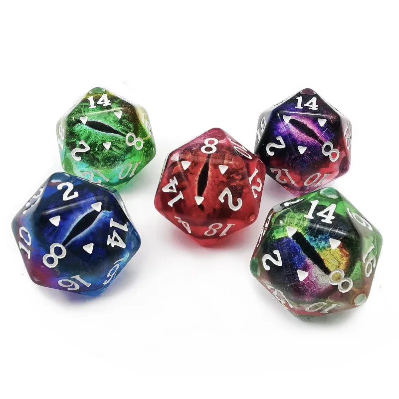 20mm Gradient Transparent Colorful Dragon Eye Dice for DND TRPG RPG Fantasy Creative D20 Polygonal Board Game Props