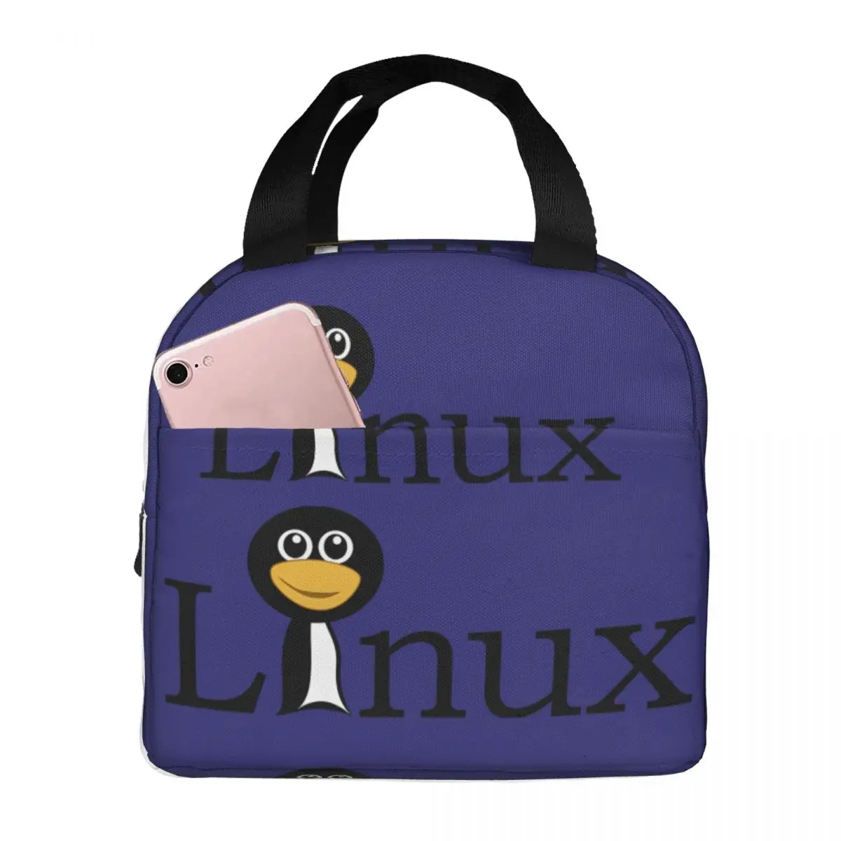 

Сумка для хранения для мальчиков, милый знак, всесезонный, L-Linux, талисман на молнии, сумка для ланча, походов