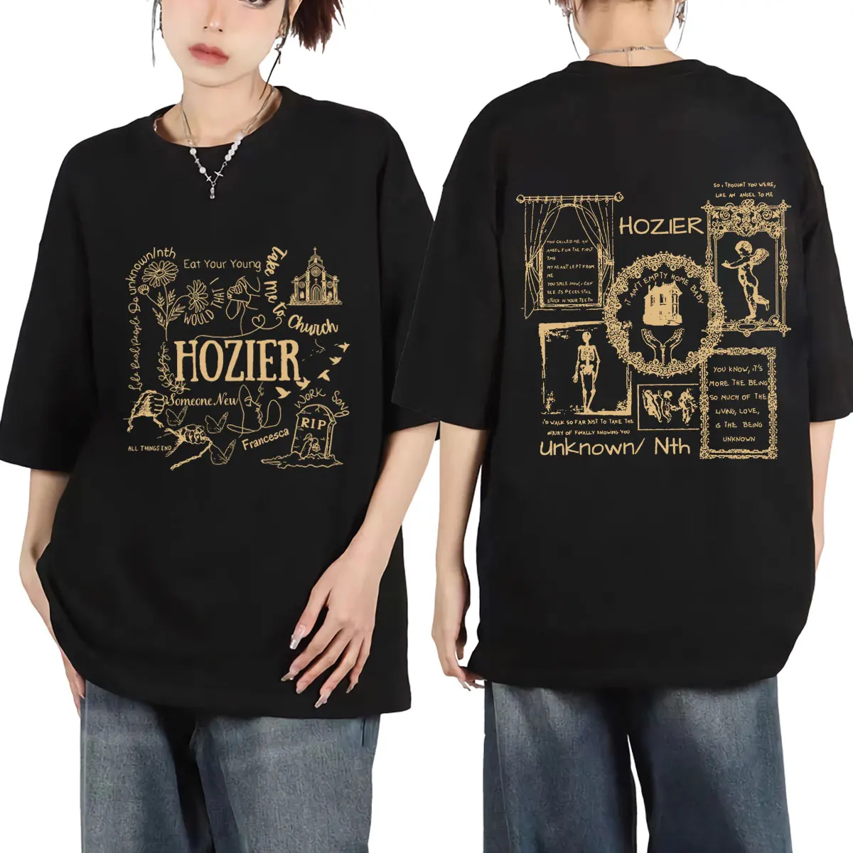 

Singer Hozier Concert Tour Graphic T Shirts Men Women Fashion Rock Oversized T-shirts Trend Hip Hop Vintage Short Sleeve T-shirt