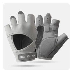 Guantes deportivos para levantamiento de pesas, mancuerna de protección solar de medio dedo, seda de hielo, antideslizantes, ciclismo, Fitness, hombres y mujeres