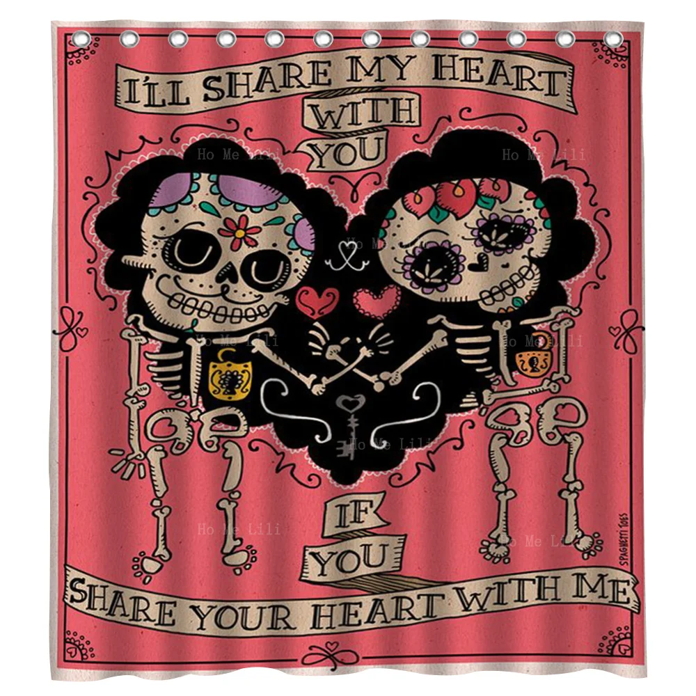 May Your Heart Be With Mine Is The Skeleton Couple's Love Vow By Ho Me Lili Decorate Shower Curtains For Family