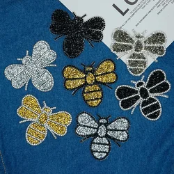 1Pcs Bee Embroidered Patches For Clothes Rhinestone Decor DIY Cute Animal Patches Appliques Clothing T-shirt Cloth Sticker