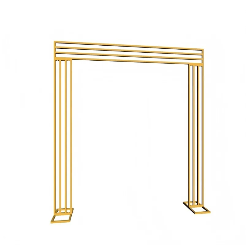 Luksusowy złoty metalowy łuk ślubny z efektem rdzy, stalowy stelaż, dekoracja mebli na scenę weselną.