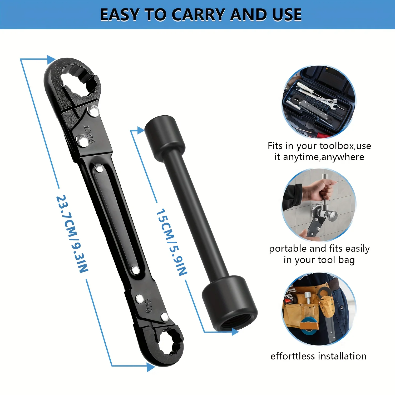 

2-piece plumbing tool set, multifunctional angle valve wrench,pipe wrench for compression ring removal,professional plumbing kit