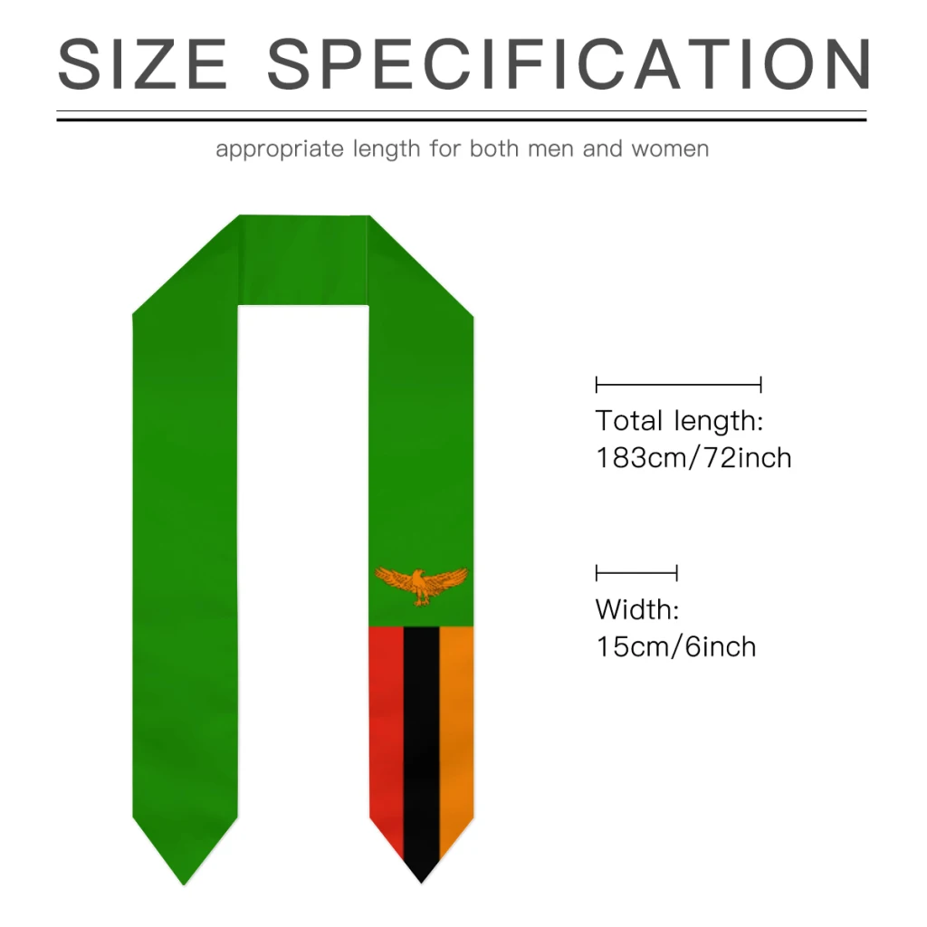 وشاح التخرج زامبيا العلم وشاح شال سرق الياقوت الأزرق مع ستار شريط البكالوريوس ثوب ملحق الشريط 180*14 سنتيمتر