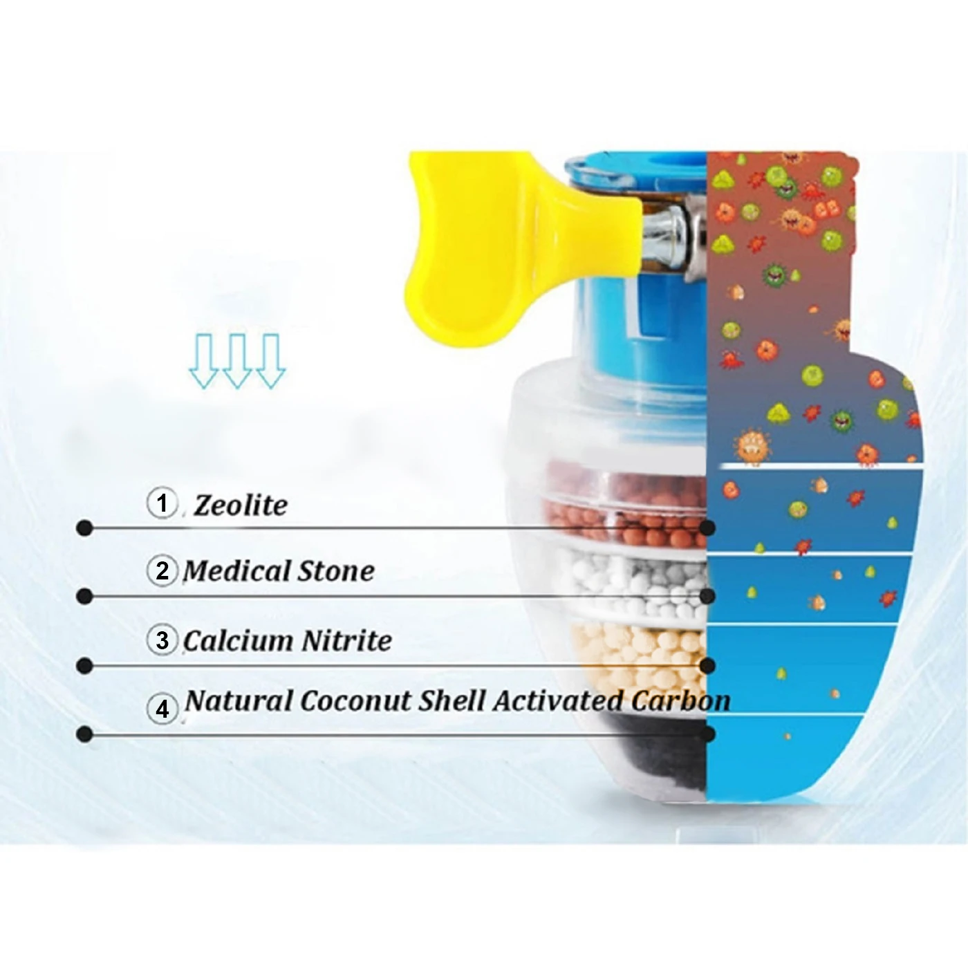 1 قطعة فلتر مياه مناسب لصنبور المطبخ 16-22 مللي متر ، منقي مياه الصنبور الصغير النظيف ، رؤوس صنبور المياه فلتر الكربون #2