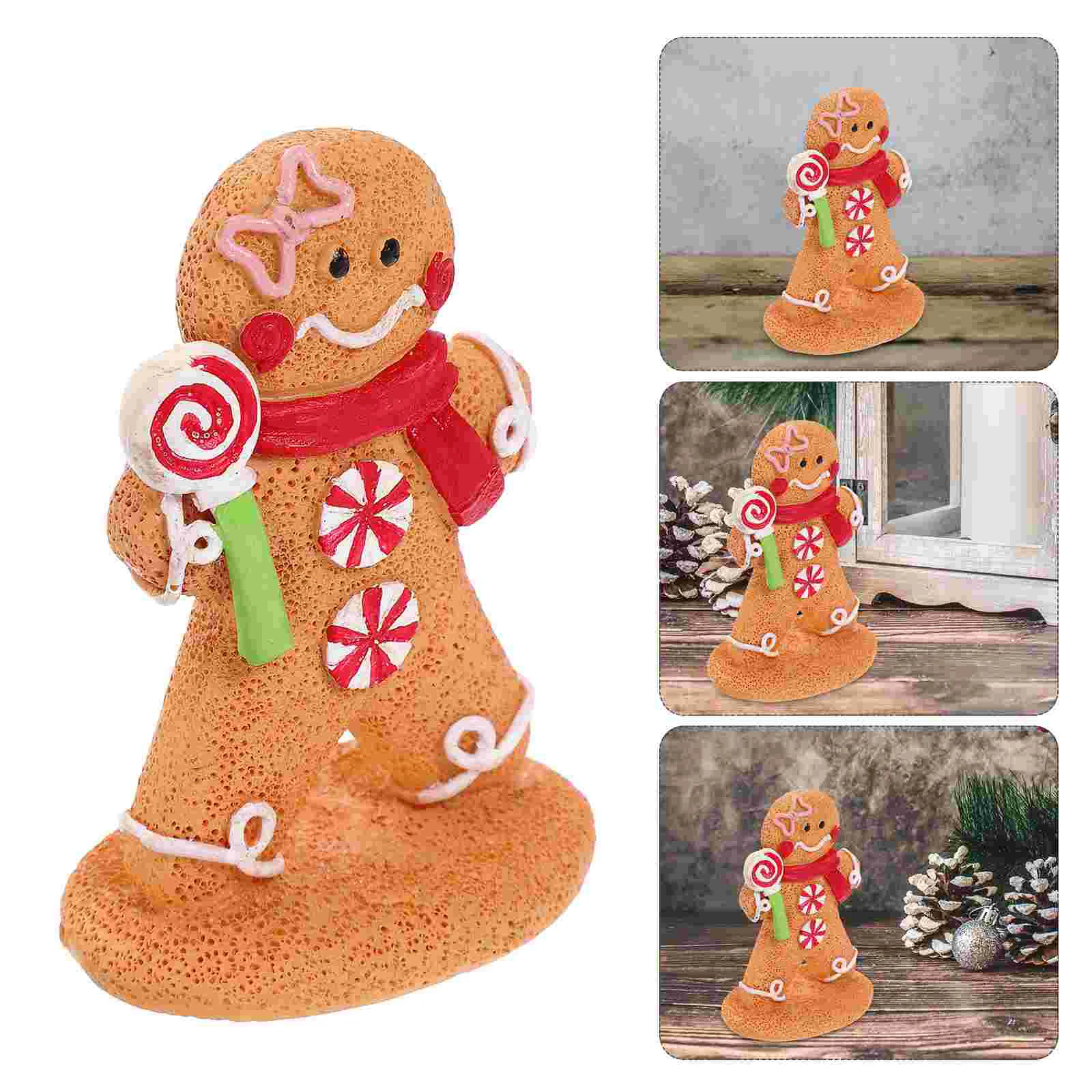 Christmas Centerpiece Xmas Decorative Gingerbread Man Table Decoration Miniature