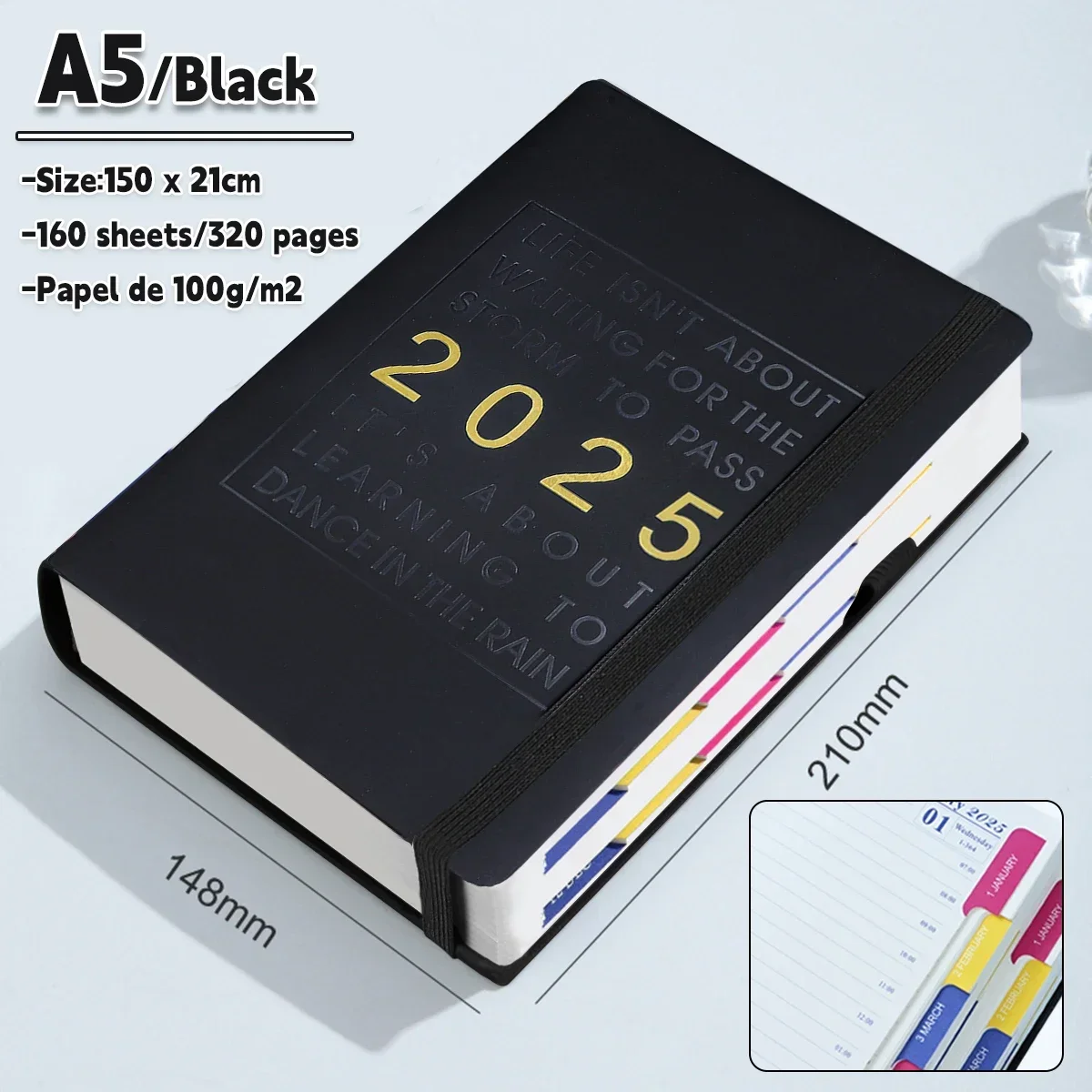 2025 inglês caderno agenda a5 couro do plutônio capa macia campus estudante agenda manuscrito diário agenda escola papelaria