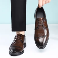 Chaussures Derby en cuir respirantes pour hommes, style estival, ajourées, à enfiler, confortables, antidérapantes, à semelle souple - SJ2501-1 2