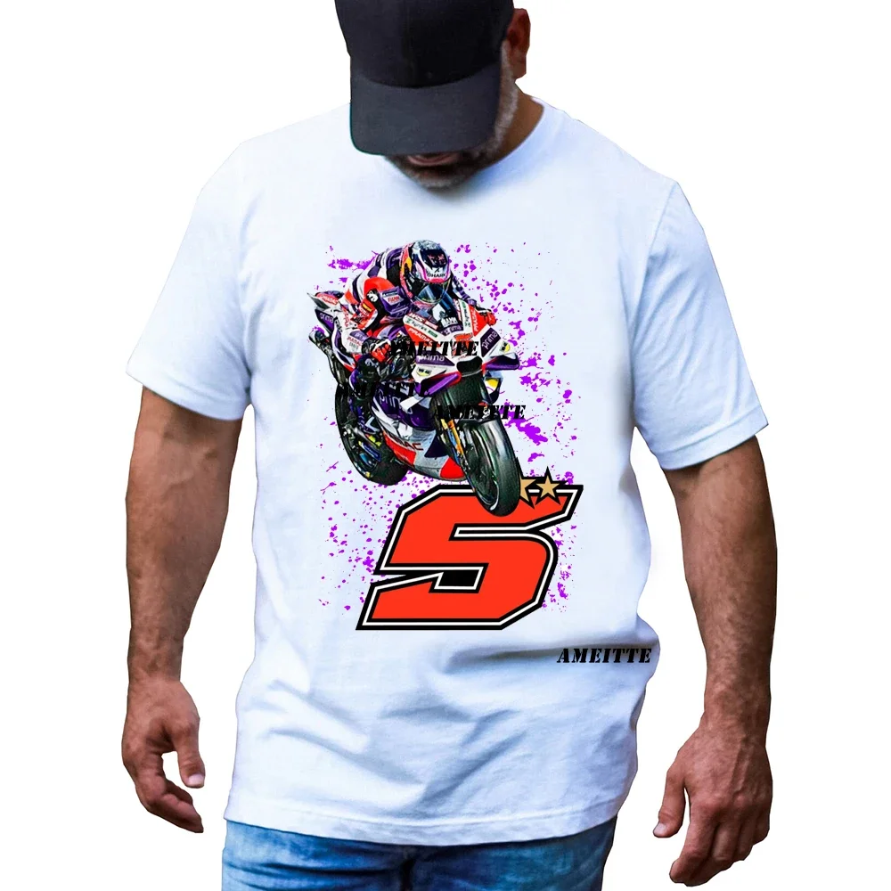 

Johann Zarco 5 GP Race France T-Shirt New Summer Men Short Sleeve Hip Hop Boy Casual Tees Motorcycle Sport Fans White Tops