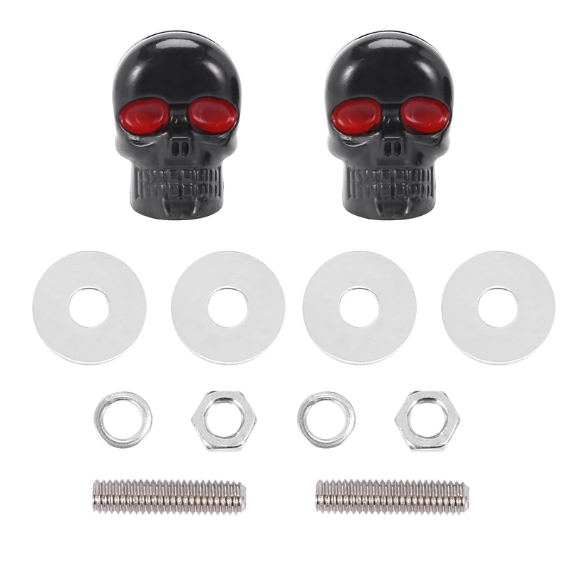 4 Pair Motorcycle Skull Number Plate Frame Screws Fitting Screw Black