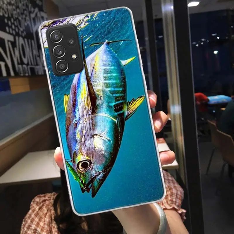 Ocean Sports Fishing for Tuna Phone Case For Galaxy Samsung S22 Plus S21 Ultra Clear S20 S23 S24 FE S10 S10E S9 S8 Cover Pattern