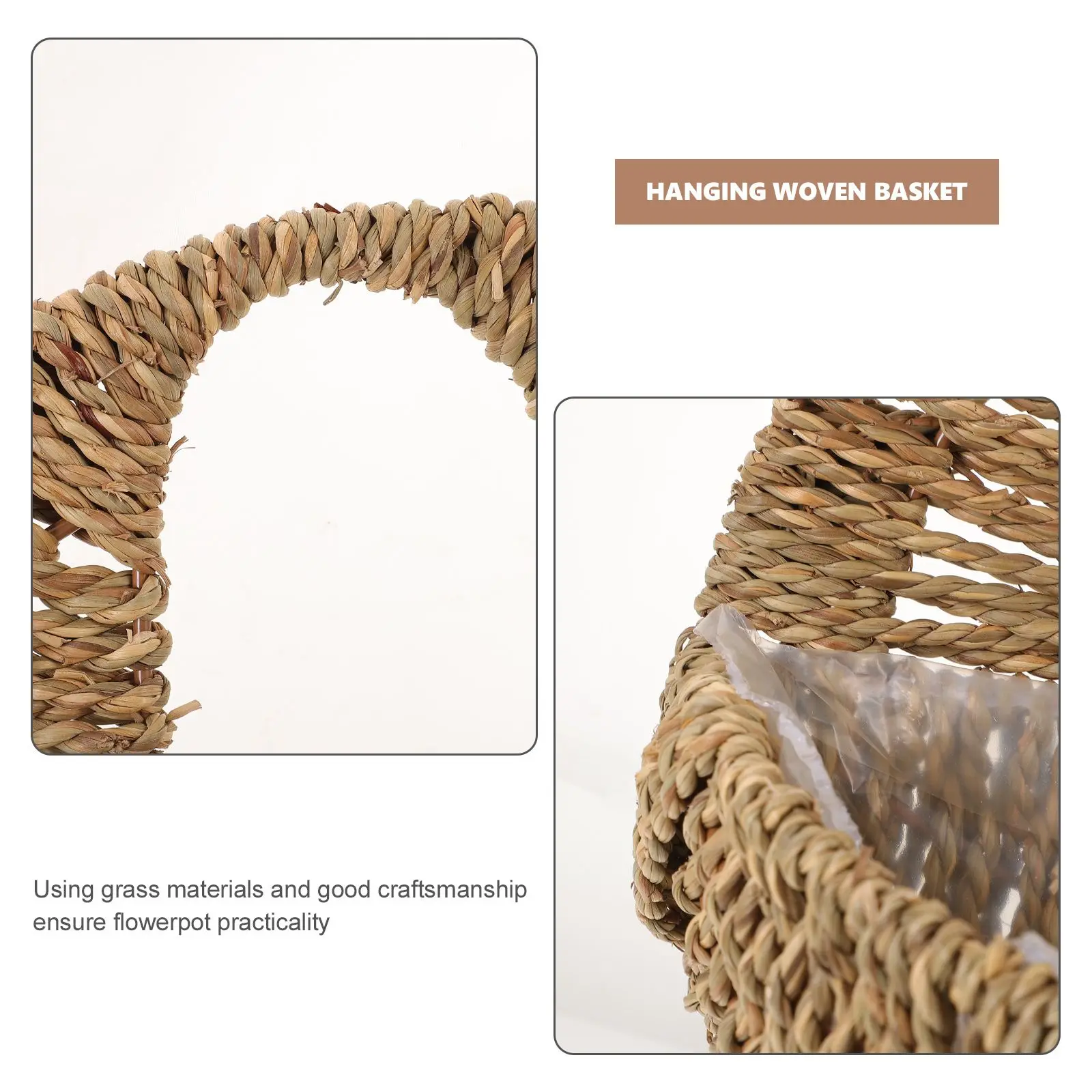 

Wicker Simulated Straw Flower Pot for Plants Wall Hanging Basket Decor Durability Practicality