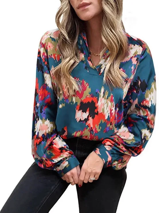 

Женская летняя тонкая футболка с V-образным вырезом и рукавами-фонариками, повседневная, стандартной длины, от китайского бренда