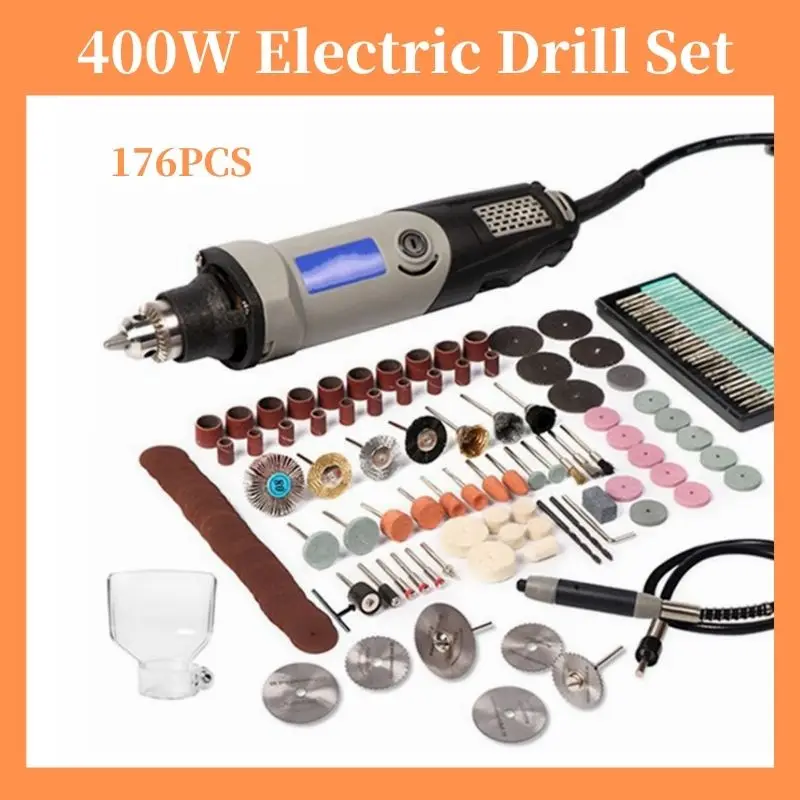 400W Electric Drill Set Mini Engraver Rotary Tool Mini Drill 6 Position Rotary Tool 6mm Speed Regulating Chuck Grinding Machine