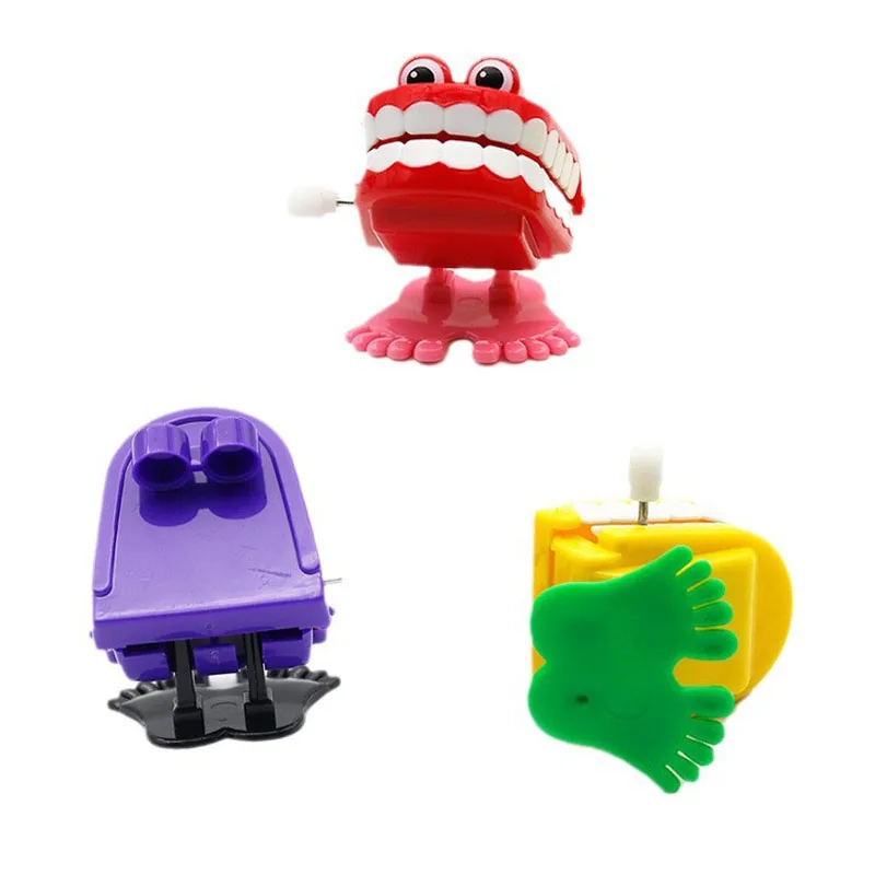 1PC Novelty Children Clockwork Toy Upper Chain Jumping Tooth Toy Jump Teeth Running Clockwork Spring Wind Up Toy Dentist Gifts