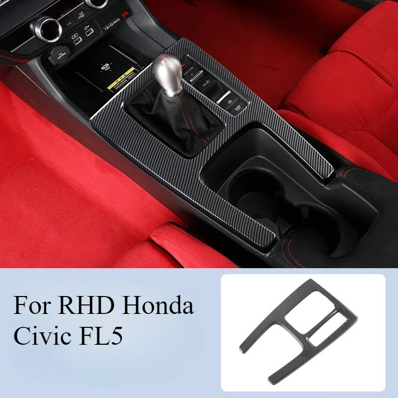 

For RHD Honda Civic FL5 Interior Dashboard & Door Switch Panel Trim Covers - Carbon Fiber Wood Grain Style Sticker Overlay Kit