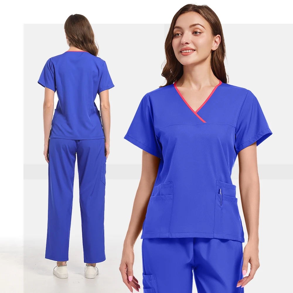 Scrubs Uniforms Sets Nurse Spandex Rayon Spa Uniform Women Nurse Medical Scrubs Doctor Blouse Sets of Scrub Suit Nurse Set