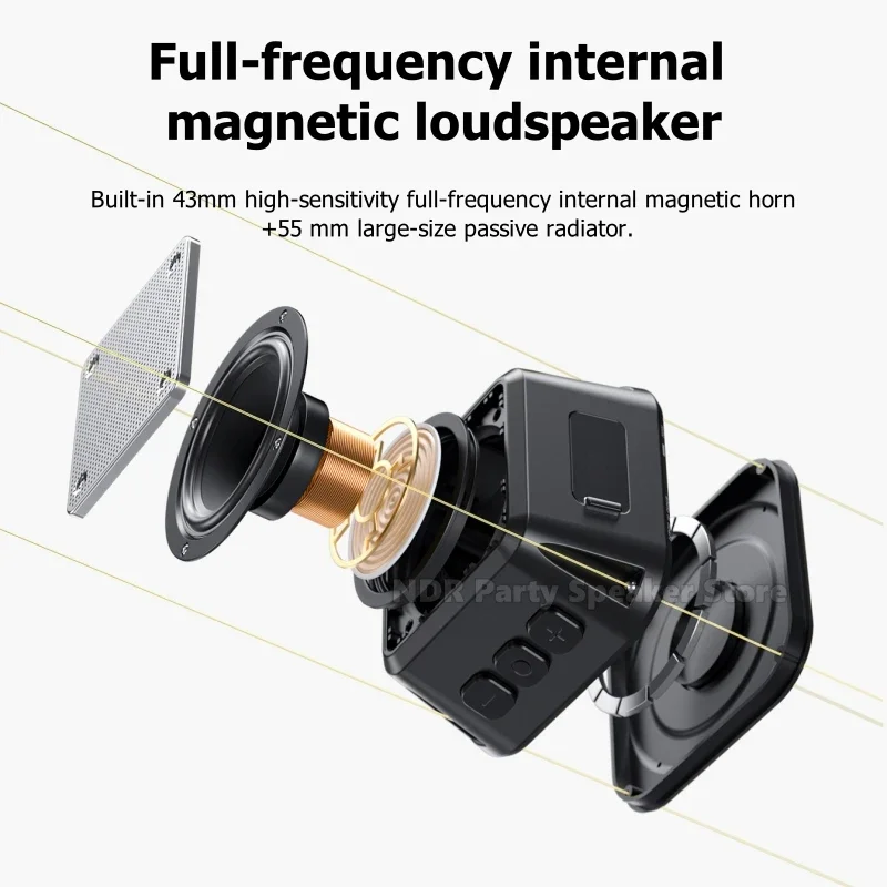 2024 New Square Mini Subwoofer TWS Stereo Portable Wireless Bluetooth Speaker 2 in 1 Magnetic Support Sound Box For Mobile Phone