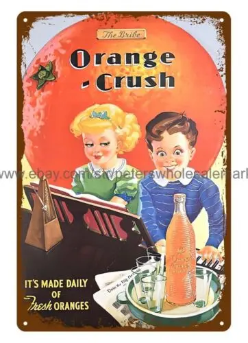 ORANGE CRUSH, beverage drink metal tin sign bar club shop and home decor