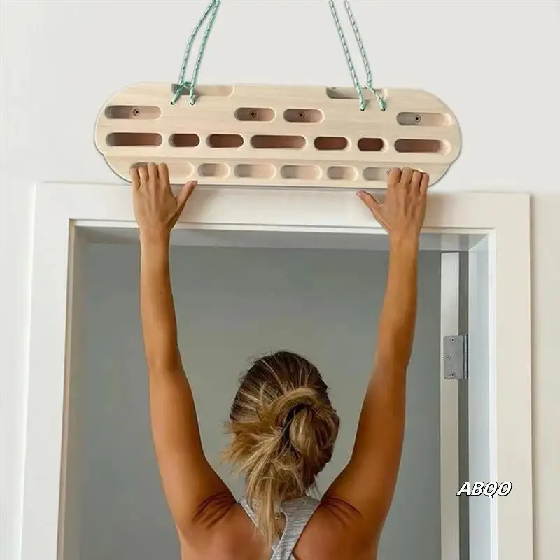 

Wooden Climbing Fingerboard With Hanging Rope, Indoor Outdoor Training Hangboard For Climbers And Athletes