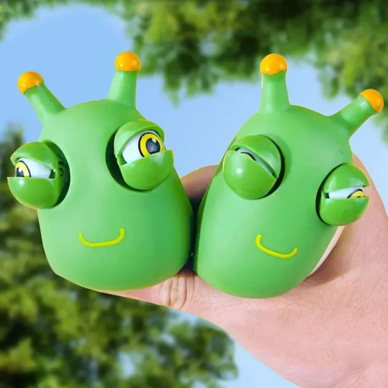 Nuevo divertido globo ocular, juguete para apretar, oruga de ojo verde, juguetes para pellizco, alivio del estrés para niños y adultos, juguete de descompresión creativo