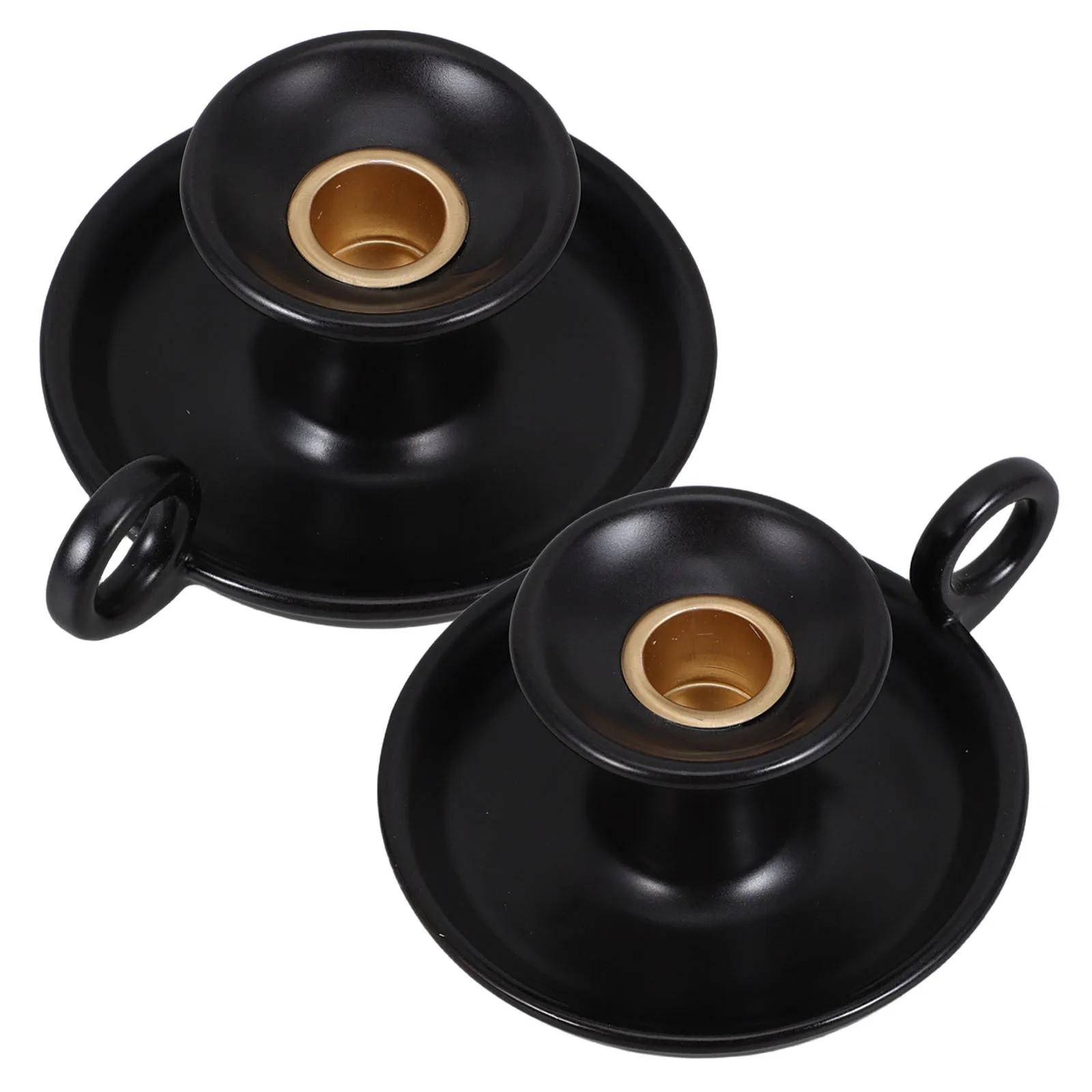 

2Pcs Ceramic Holder Handle Elegant Minimalist Retro Dining Table Taper Stand Decorative Tealight Holder Home Decor