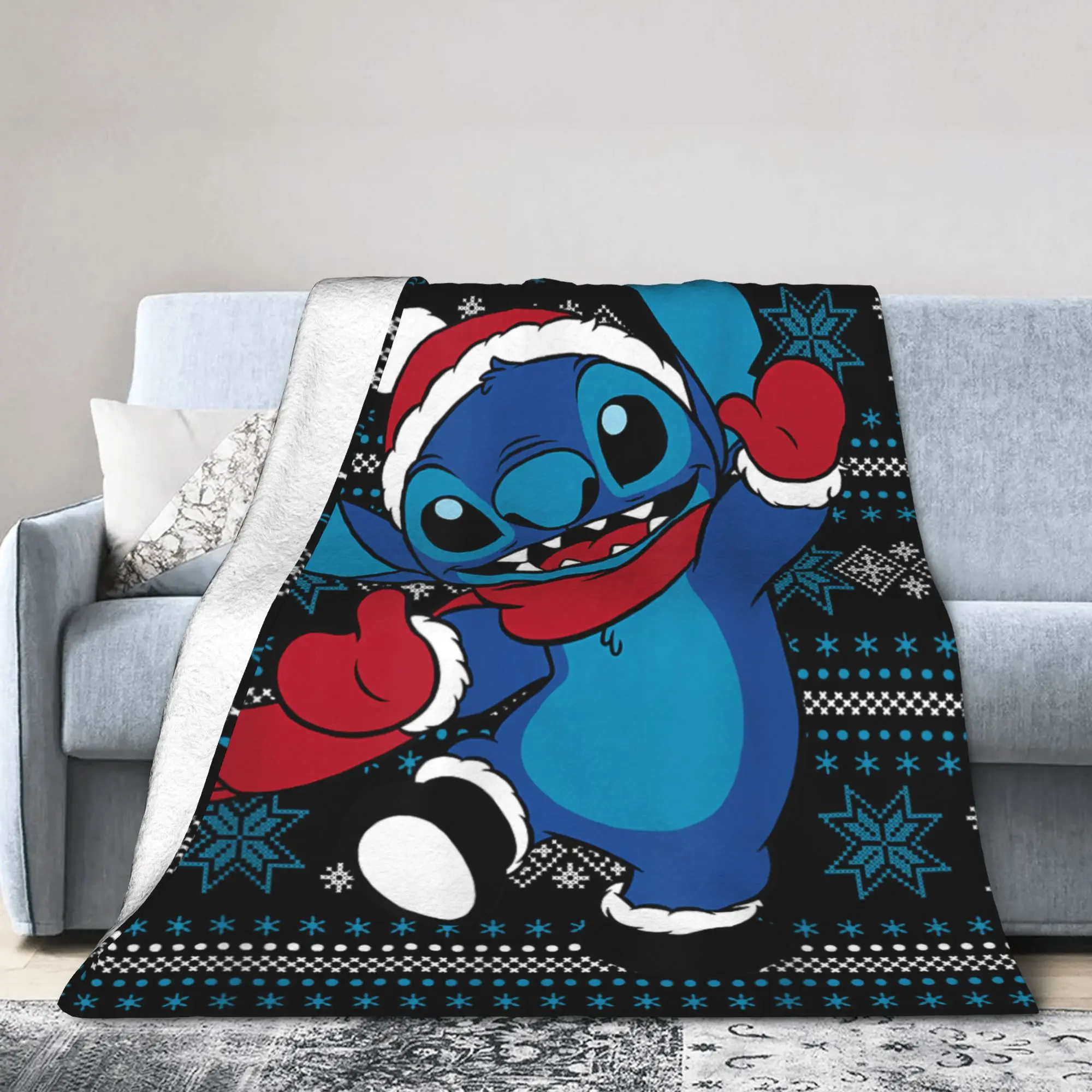 

Одеяло Lilo & Stitch Happy Holiday, супермягкое модное плюшевое одеяло для мальчиков и девочек, диван, кресло, фланелевое покрывало, покрывало для кровати