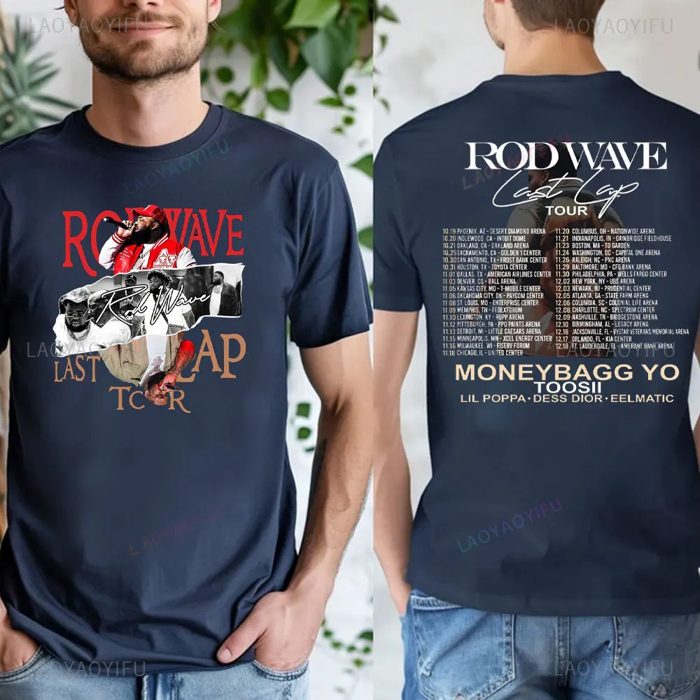 Rod Wave Rapper Full Shirt Rod Wave Final Lap Tour Cotton T-shirt Double-sided PrintedRod Wave Fan Concert Shirt Tops