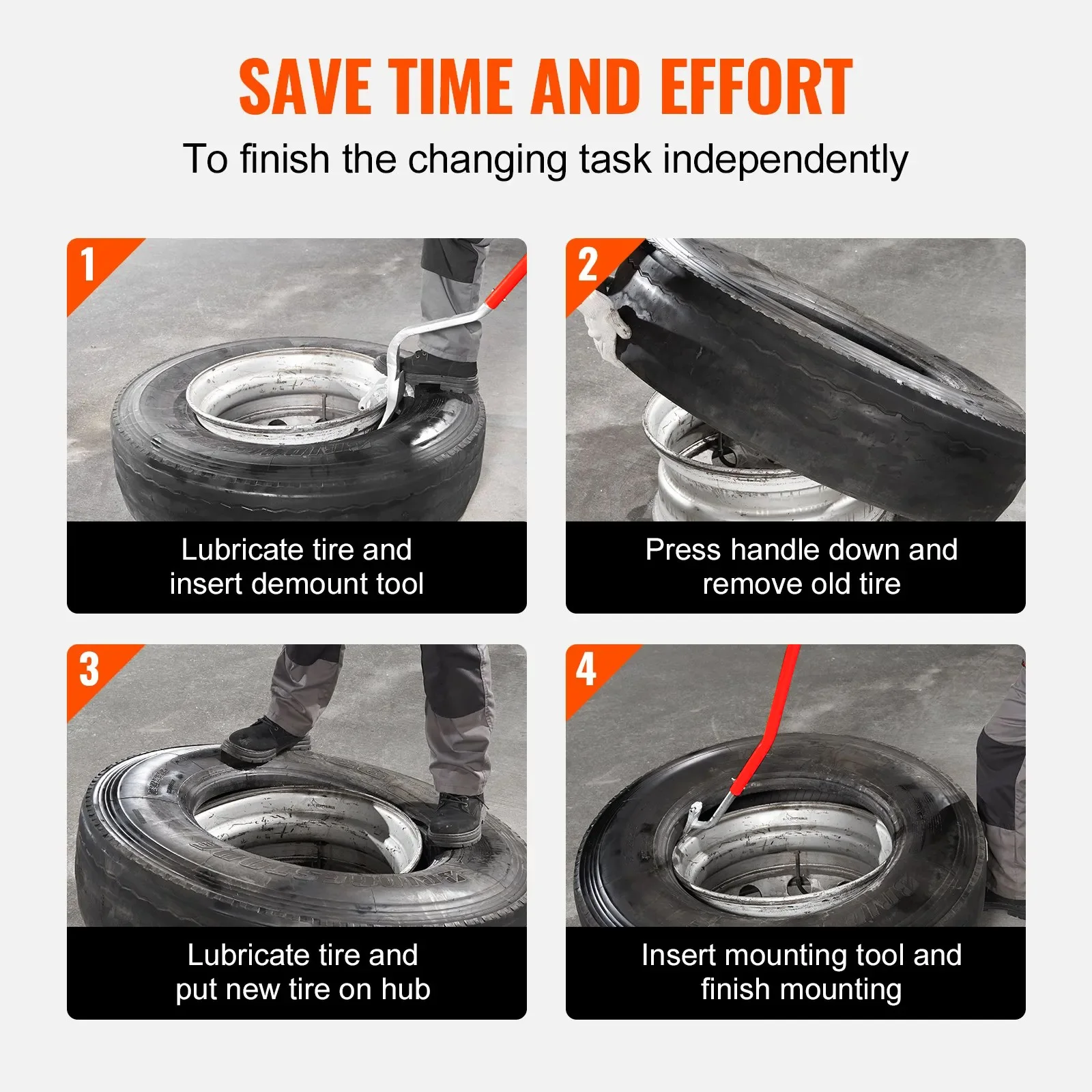 SIHAO الإطارات جبل Demount أداة 22.5 "-24.5" دليل الصلب الإطارات مبدل جبل Demount أداة إزالة الصواميل تغيير الإطارات لايحتاج