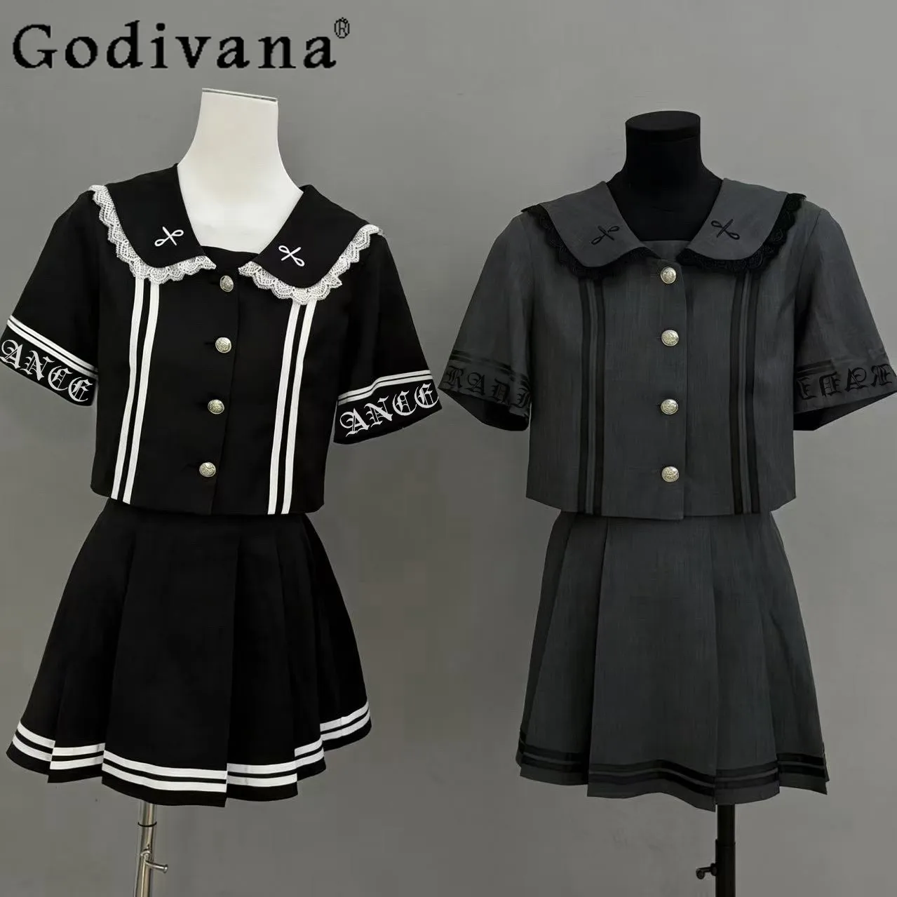 

Original Japanese Mine Skirt and Top 2-piece Spring and Summer New Student JK Uniform Set Subculture Sailor Suit Y2k Clothing