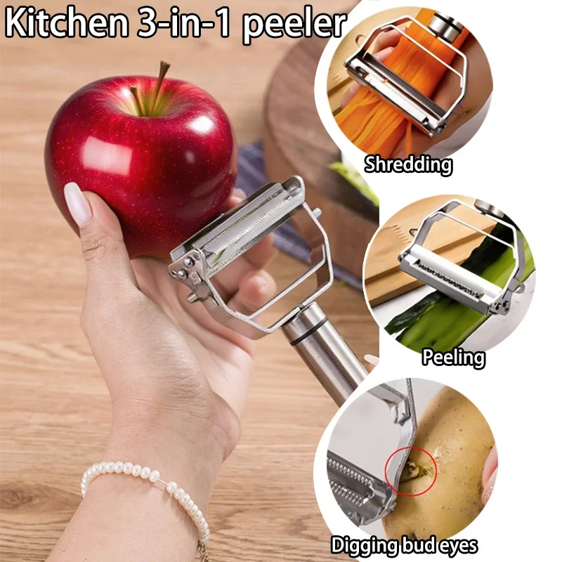 4in1 Peeler Multifunction Grater Julienne Peeler Vegetable Fruit Peeler Stainless Steel Potato Slicer Shredder Kitchen Tool