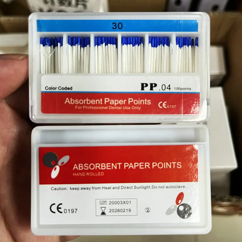 Dental 02/04 Absorbierende Papierpunkte Wurzelkanal-Reinigung Endodontie Baumwollfaser-Spitzen Zahnarztprodukt Gemischte Größen – Detail 10