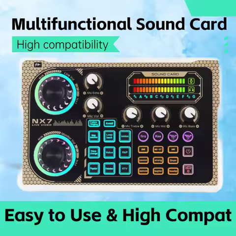 NX7 Sound Card Bluetooth Audio Mixer Professionale Stream Deck Studio Equipment For PC Smartphone Vlog Recording Live