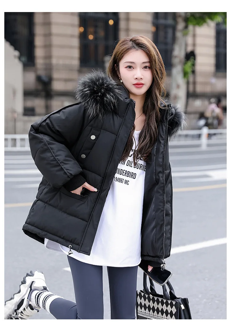 

Puffer Parkas Women Coat Womens Charm Attractive Winter Cotton-Padded Thick Warm Hooded Long-Sleeved Fashion Casual Ladies Young