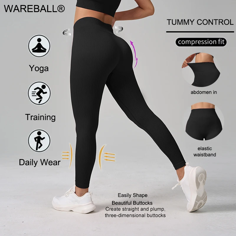 Sport Studio Wide Waistband Solid Color Stylish Sports Leggings Seamless Design For Casual Daily Fitness Yoga Pants For Workout