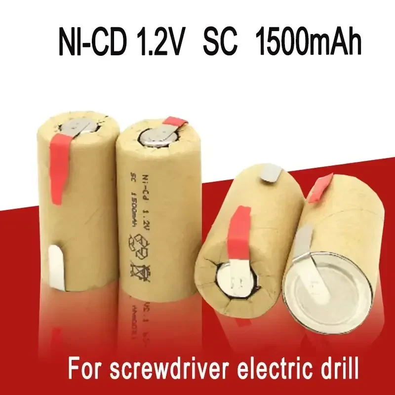 100% New NI-CD 1.2V 1500mAh SC High power 10C Rechargeable for Power Tools Batteria SUBC Cells for Electric Drill Screwdriver