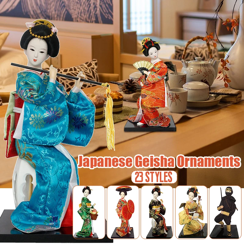 12 Inch Ethnic Japanese Geisha Dolls Kimono Kabuki Dolls Beautiful Kimono Lady Collection Crafts Home Decor Miniature Figurines