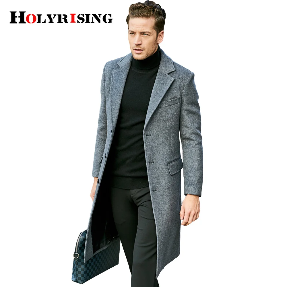 2023 over the knee long men's fashion slim wool coat luxury business gentleman Pea Coat Male Trench Overcoat 19454