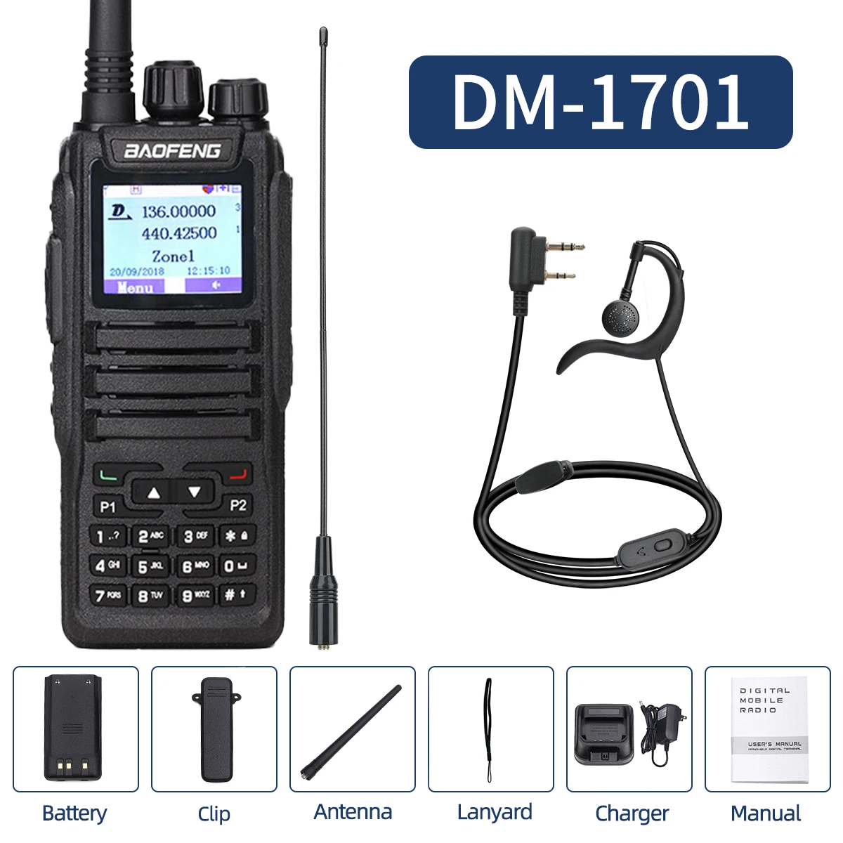 Baofeng Dmr Mobiele Radio Walkie Talkie Transceiver Analoge & Digitale Dm 1701 Tier1 2 Dual Time Slot Open Gd77 Dual Band Ham Radio - afbeelding 1