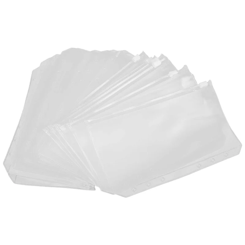 A23F-20 Pcs เงินสดซองจดหมาย 6 หลุม Budget Binder กระเป๋าซิปโฟลเดอร์สําหรับ A6 โน้ตบุ๊ค Binder เงิน Binder อุปกรณ์เสริม