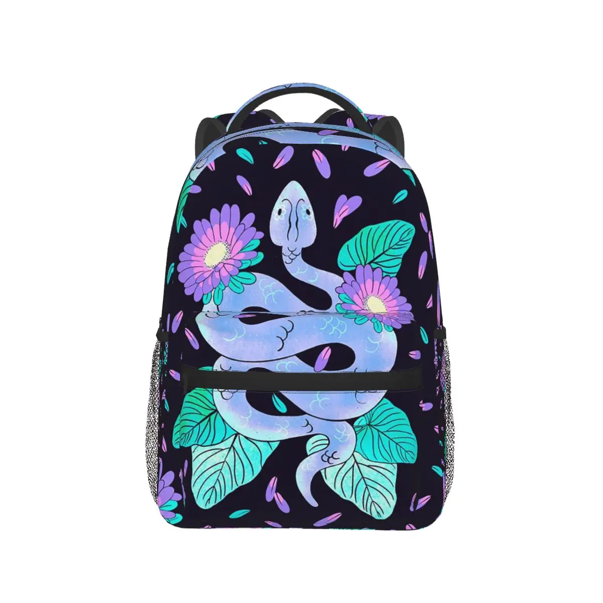Floral Snake Medicine Purple And Teal Pattern Backpack Hot Sale Daypack Large Capacity Children BookBag School Bag Shoulder Bags