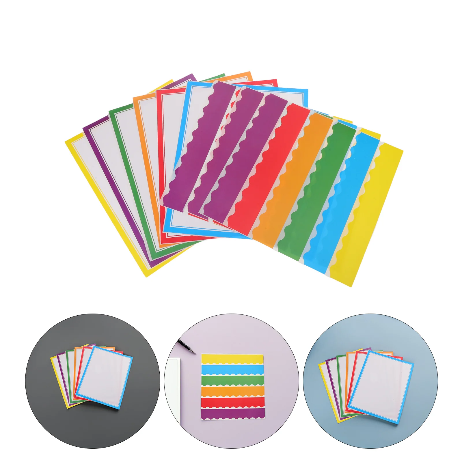 

150Pcs Scalloped Rainbow Bulletin Board Borders Trim Classroom Display Science Fair Project Decoration Paper Border Paper