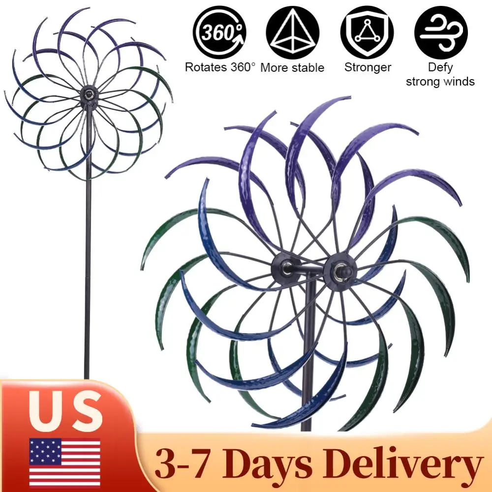 

Rainbow Color Windmill Double-Layer Outdoor Wind Catcher Windmill Ornament for Yard Decoration Accessories Tool