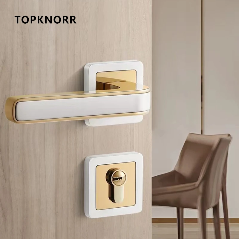 Indoor Wood Door Lock Bedroom Quiet Magnetic Suction Door Lock Household Split Room Door Lock Modern Mute Gold Handle