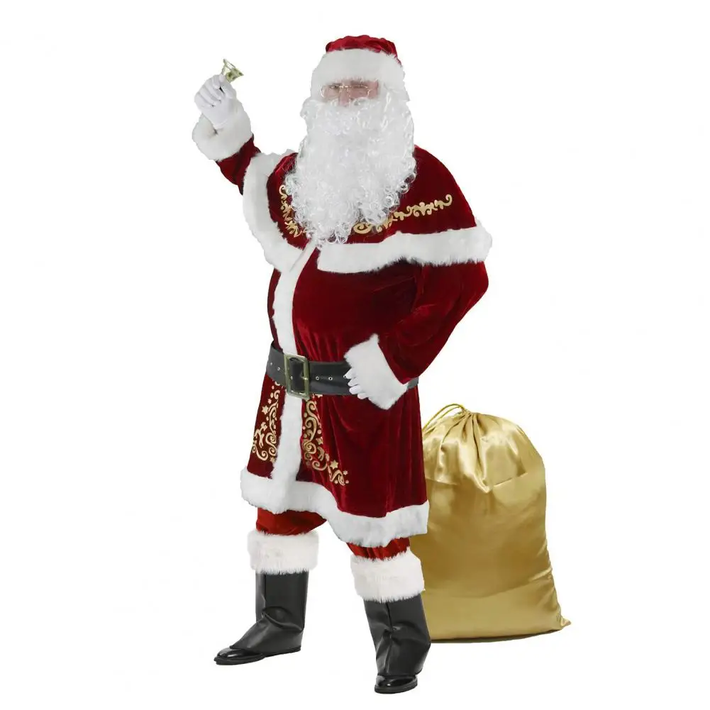 

Реалистичный комплект одежды Санта-Клауса, бархатный наряд Санта-Клауса, комплект костюма Санта-Клауса, традиционный бархатный костюм для взрослых