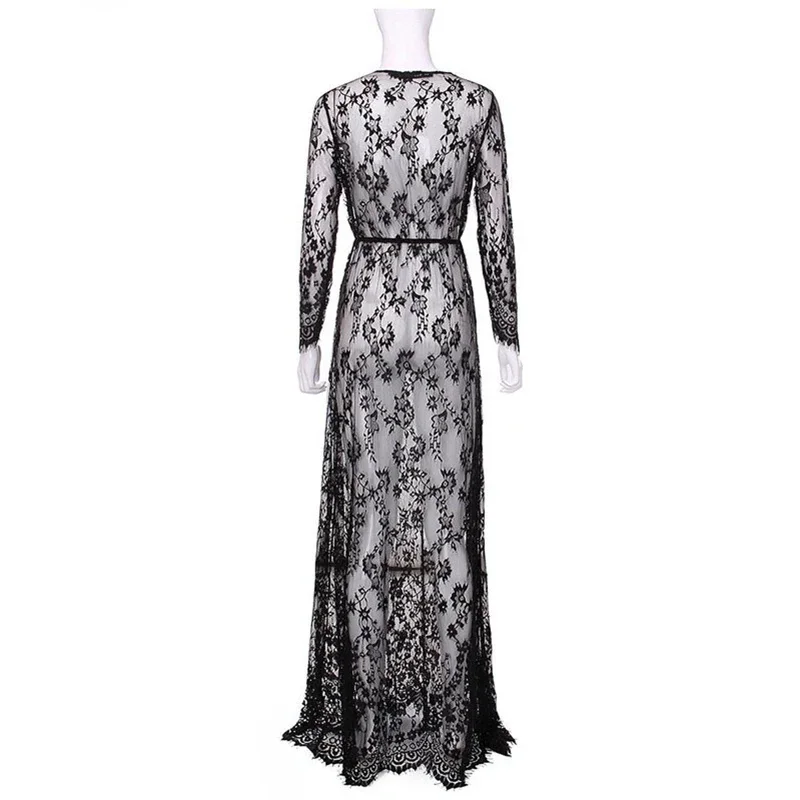 Maternity\'s White Lace Beach Pregnant Long Dress Women Photography Props Transparent Pregnancy Pajamas