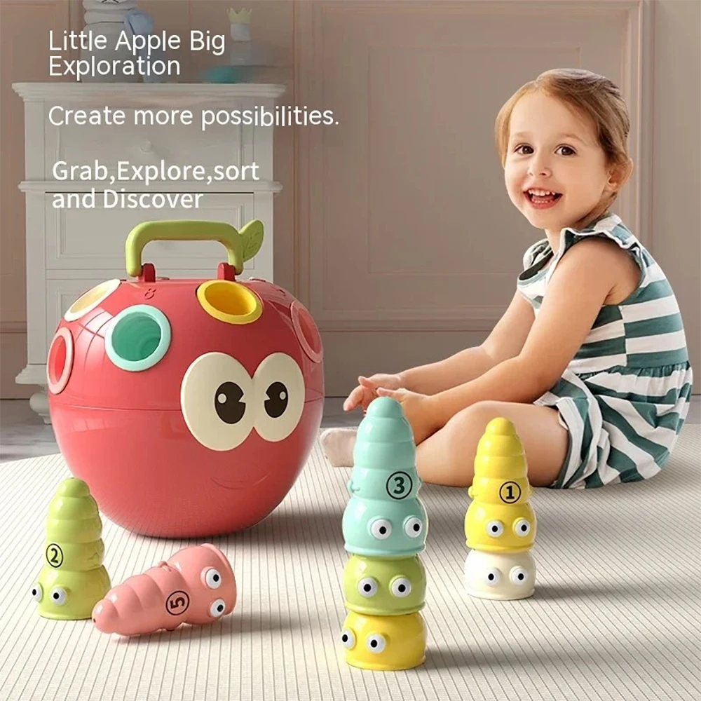 Montessori Looking For Apple Insect-catching Toys Digital Matching Game Baby Children Hand-eye Coordination Matching Toys